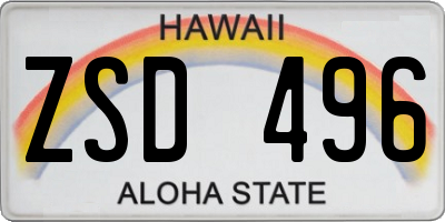 HI license plate ZSD496