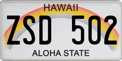HI license plate ZSD502