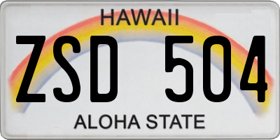 HI license plate ZSD504