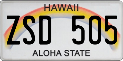 HI license plate ZSD505