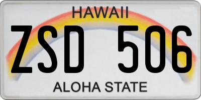 HI license plate ZSD506