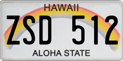 HI license plate ZSD512