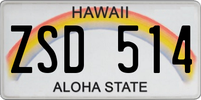 HI license plate ZSD514