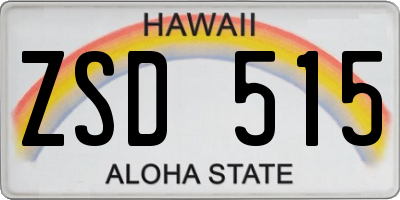 HI license plate ZSD515