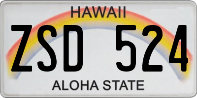 HI license plate ZSD524