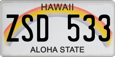 HI license plate ZSD533