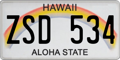 HI license plate ZSD534