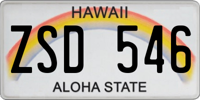 HI license plate ZSD546