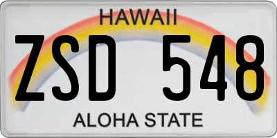 HI license plate ZSD548