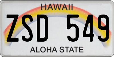 HI license plate ZSD549