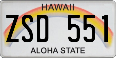HI license plate ZSD551