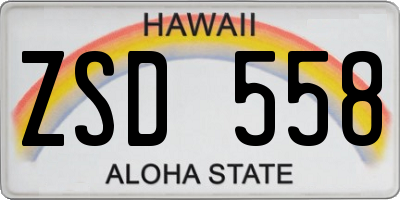 HI license plate ZSD558