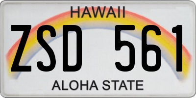 HI license plate ZSD561