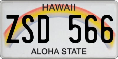HI license plate ZSD566