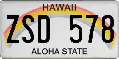 HI license plate ZSD578