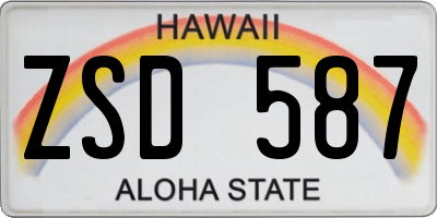 HI license plate ZSD587