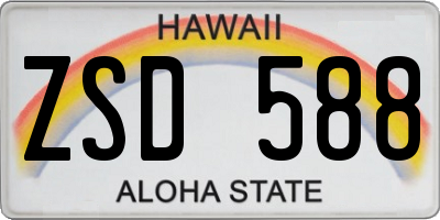 HI license plate ZSD588