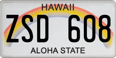 HI license plate ZSD608