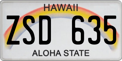 HI license plate ZSD635