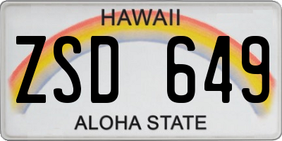 HI license plate ZSD649