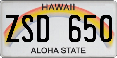 HI license plate ZSD650