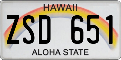 HI license plate ZSD651