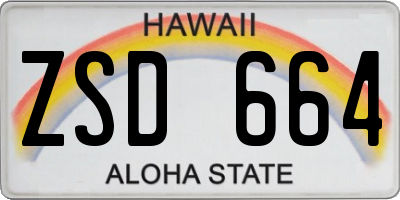 HI license plate ZSD664