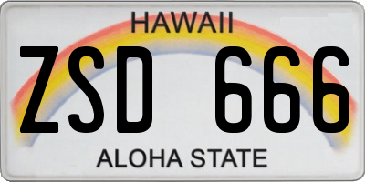 HI license plate ZSD666