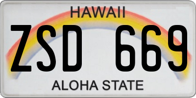 HI license plate ZSD669