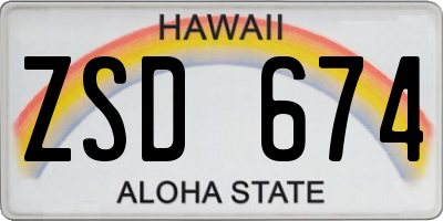 HI license plate ZSD674