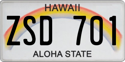 HI license plate ZSD701