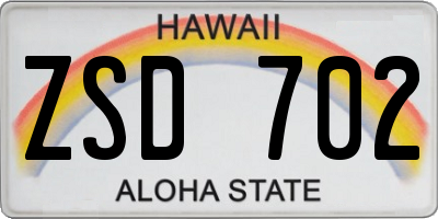 HI license plate ZSD702