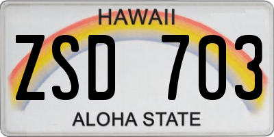 HI license plate ZSD703