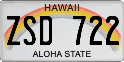 HI license plate ZSD722