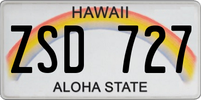 HI license plate ZSD727