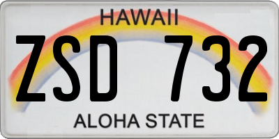 HI license plate ZSD732