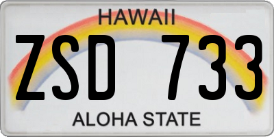 HI license plate ZSD733