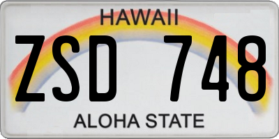 HI license plate ZSD748
