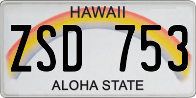 HI license plate ZSD753