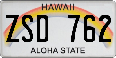 HI license plate ZSD762