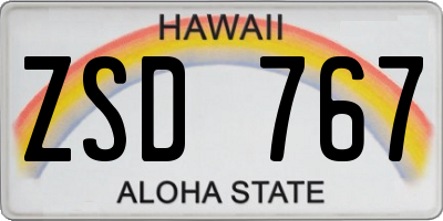 HI license plate ZSD767