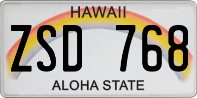 HI license plate ZSD768