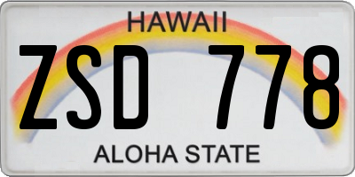 HI license plate ZSD778