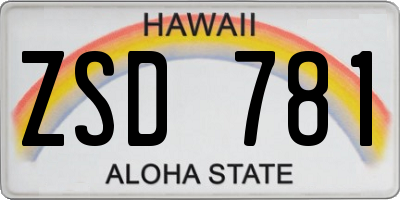 HI license plate ZSD781