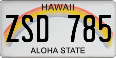 HI license plate ZSD785