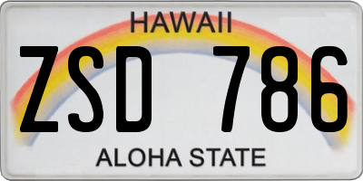 HI license plate ZSD786