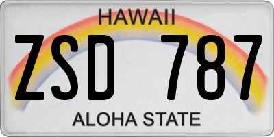HI license plate ZSD787