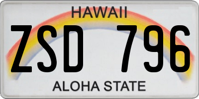 HI license plate ZSD796