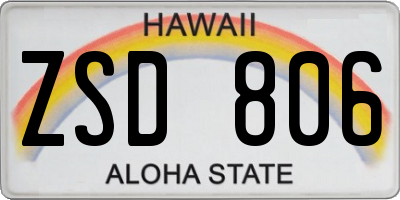 HI license plate ZSD806
