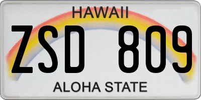 HI license plate ZSD809